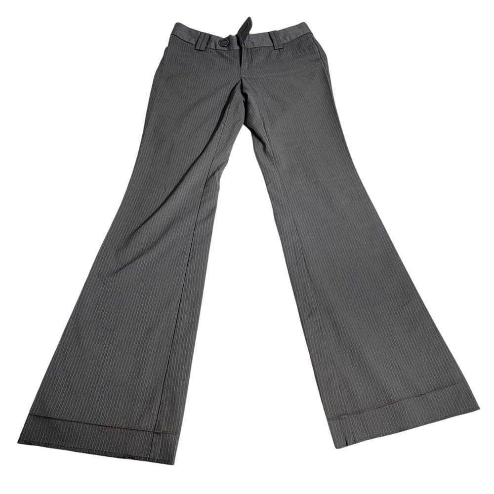 Banana Republic Petites Grey Pinstripe Flare Leg Trousers Pants 00P Low Rise - Picture 1 of 5